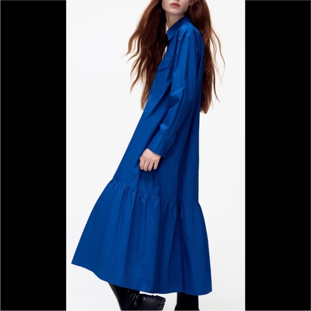 Zara Cotton Blue Maxi Dress
